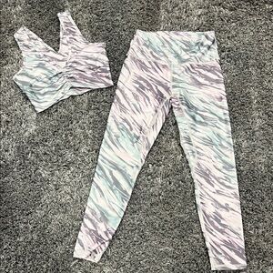 Savvi Pastel Zebra Print Activewear Set Size Small